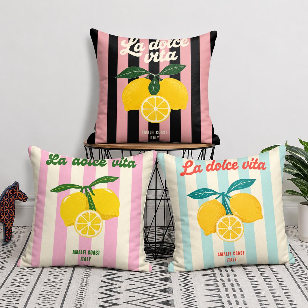 Lemon Amalfi Coast Cushion Cover Short Plush Soft DoubleSided Printing Pillow Case Cozy Sofa Bedroom Home Decor Gift