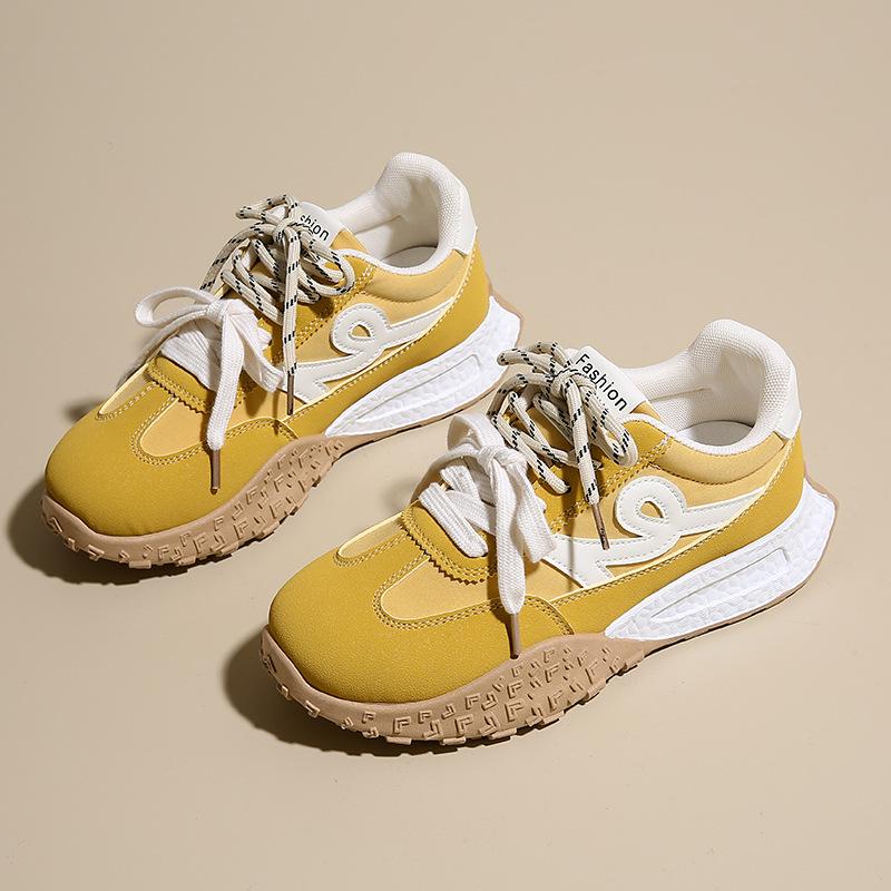 

Platform-soled Forrest Gump shoes women s spring new popular retro flat-soled German training shoes versatile casual sports shoes 40 жовтий