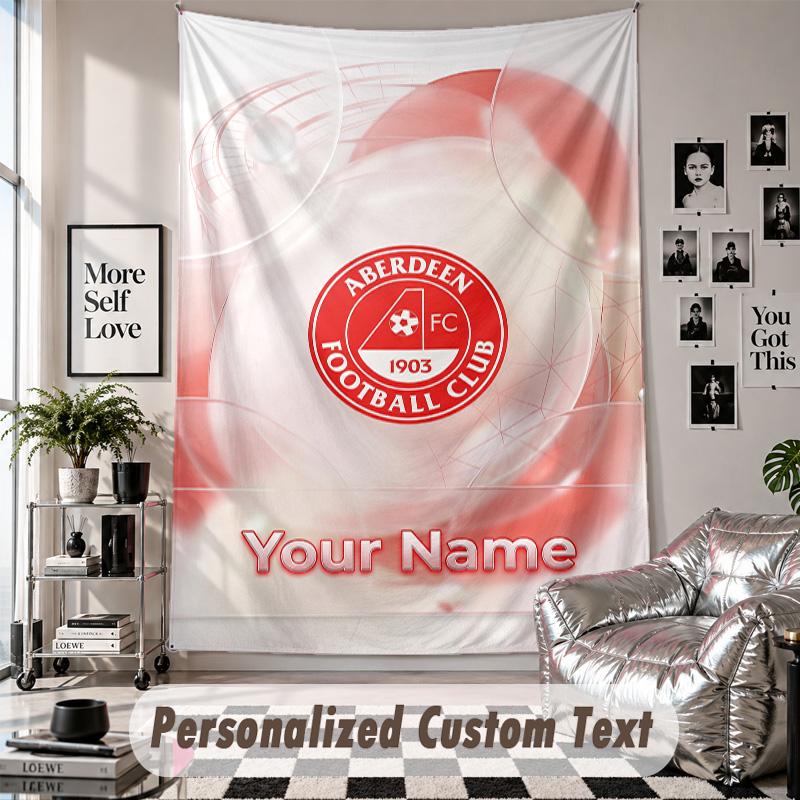 Custom Tapestry Wall Hanging, Aberdeen FC Personalized Name Text Home Wall Decor