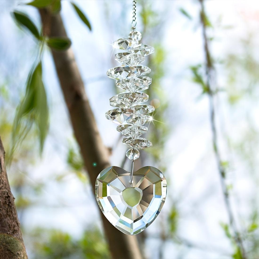 

1pc Suncatcher Decorative Window - Heart Crystal Ball Prism Pendant Suncatcher Hanging Window Home Decor, (Clear)