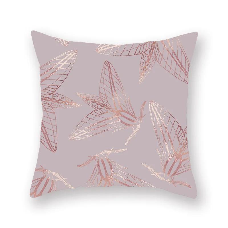 Rose Gold Abstract Printing Throw Pillow Cover Living Room Sofa Office Car Seat Lumbar Cushion   Home Decoration