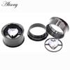 Alisouy 2PCS Stainless Steel Round Heart Zircon Ear Flesh Tunnels Plugs Expander Stretcher Double Flared Gauges Piercing Jewelry