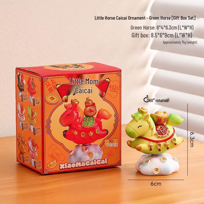 Guochao Jahr des Pferdes Tierkreiszeichen Schmuck - Glückstasche Schreibtischdekoration & Kreatives Neujahrs Souvenir zur Reichtumsanziehung.