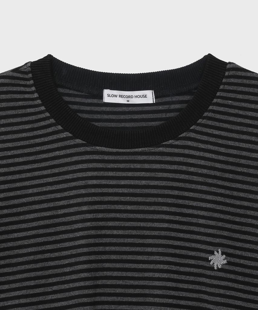 SLOW RECORD HOUSE Striped Long Sleeve_Black