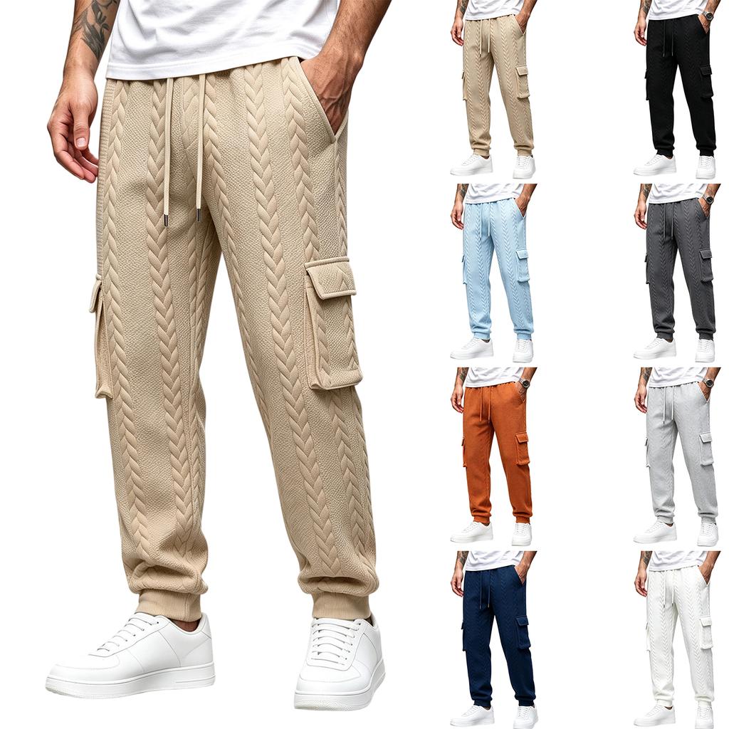 Men's Casual Loose Fit Cargo Pants with Tapered Leg and Multicolor for Spring and