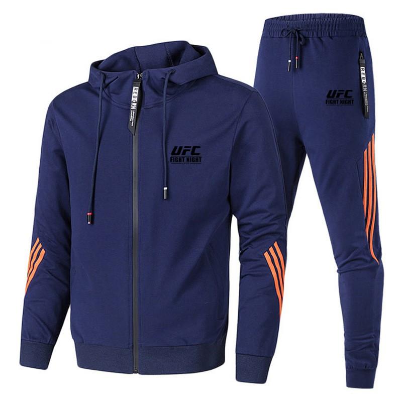 Mens Hooded Zip-Up Tracksuit Set With