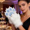 Luvas de Pata de Gato Peludas Mittens de Pata de Animal de Pelúcia Mittens de Garra de Gato Luvas Fofas de Cosplay para Acessórios de Festa Fantasia