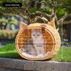 Handgewebte Katzentasche Katzentransportbox Koffer Rollende Haustier Katze Hund Reisetasche Gewebtes Gepäck Atmungsaktiv Große Kapazität Tragbarer Rucksack