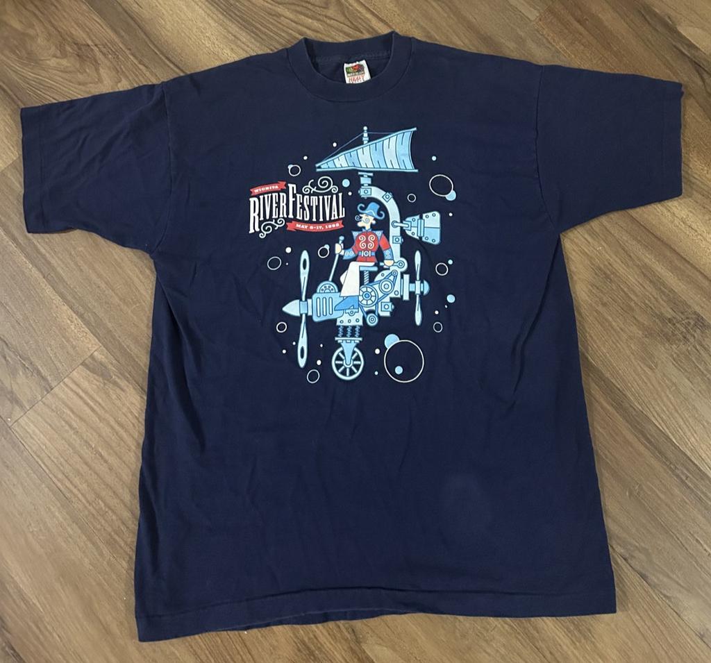 Vintage Wichita River Festival Single Stich Navy Tshirt Size XL Heavy Cotton Unisex T-Shirt