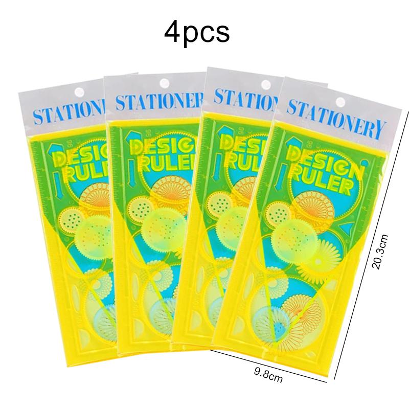 4pcs Spirograph Ruler Children Drawing Toys Multifunctional Magic Set Ruler Versatile Gauge Curve Gear Painting Ruler TMZ