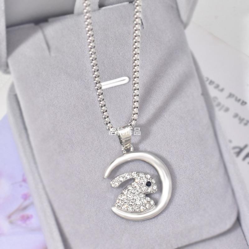 

Ожерелье «Лунный кролик» с бриллиантами, высококлассное, универсальное, мужское и женское, длинная цепочка для свитера с аксессуарами