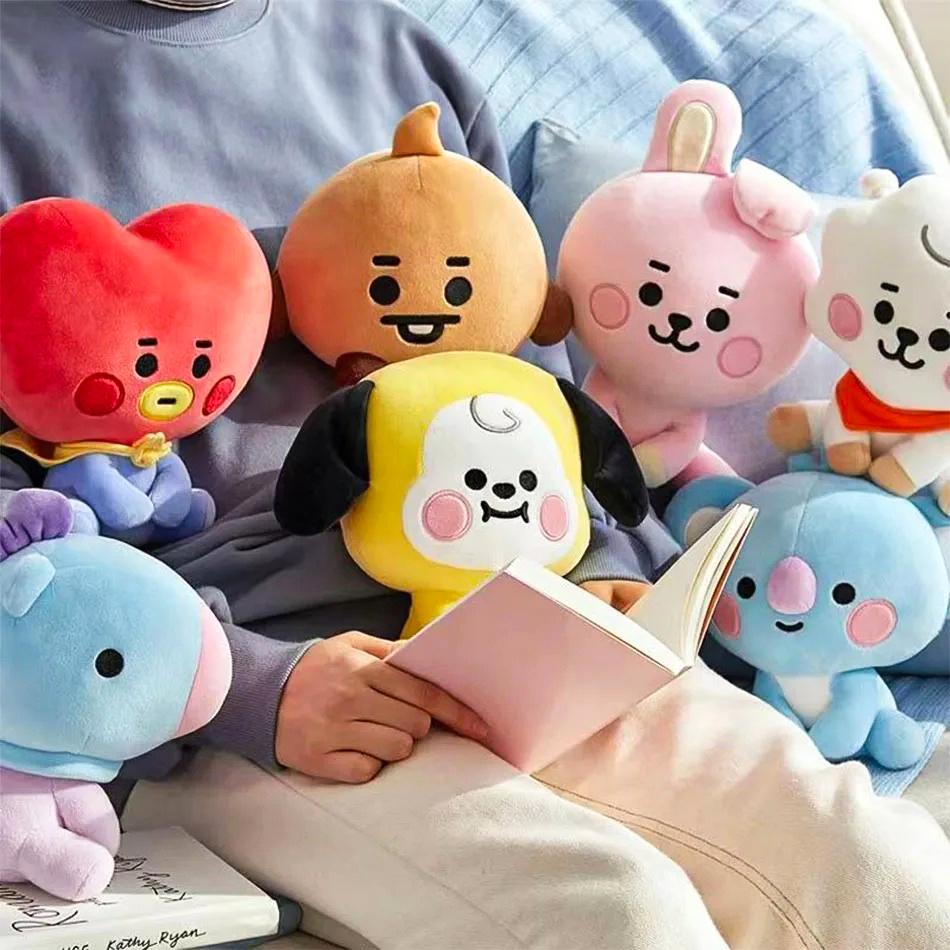 12-24cm B-T Cartoons Baby Pendant Plush keychain Toys Bangtan Boy Groups Peluches Cartoon Backpack Decoration Dolls Kid Gifts