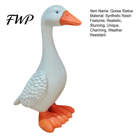 Wind-resistant Garden Decor Goose Statue 6"/12" Realistic White Sculpture Resin Decorative Figurine Fillable Base for Outdoor Porch Lawn Yard