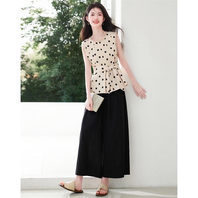 Linen Lyocell Sleeveless Top & Wide-Leg Pants Set
