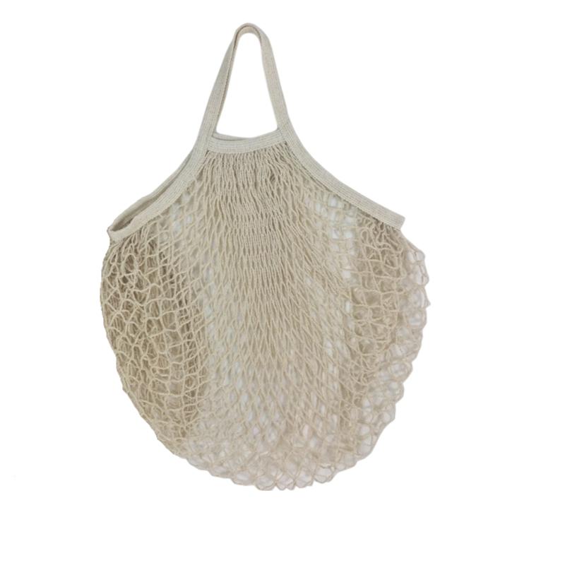Reusable Mesh Tote Bag Short Handle Lightweight Grocery Shopping Bag Eco Friendly Durable Cotton Material 10x35x38 cm