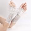 Girls Elastic Fingerless Arm Warm Gloves Double-layer Floral Lace Knitted Fake Sleeves Lolita Cuffs Decorative Accessory