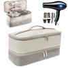 Double Layer Hair Dryer Storage Bag PU Leather Hair Tool Curler Storage Case Dustproof WaterProof Portable Travel Cosmetic Bag