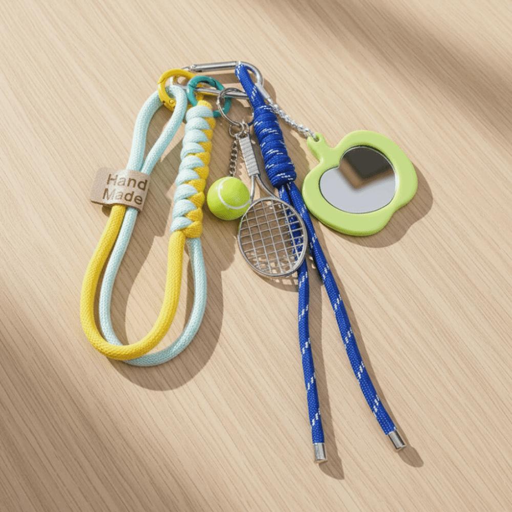 Med Spegel Tennisracket Nyckelring Nyckelring Sportig Stil Väskberlocker Födelsedagspresent