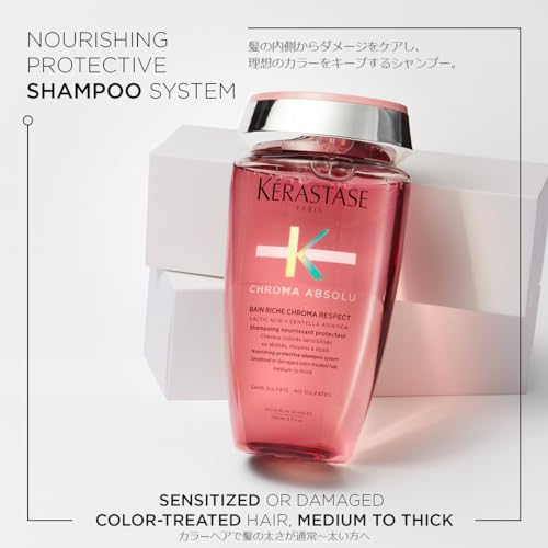 KÉRASTASE Chroma Protect Shampoo, Bain Riche, 250ml, Chroma Absolu, Verzorging voor Gekleurd Haar