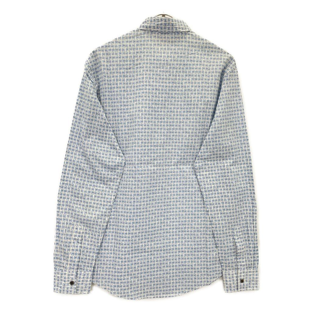 HERMES Blue x White Cotton H Motif Serie Button Long Sleeve Button Shirt tops 40 Blue x whiteUsed