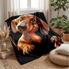 Cute Dachshund Cartoon Blanket Personalized Name Flannel Blanket Soft Cozy Plush Throw for Sofa Bed Lightweight Home Decor