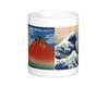 Katsushika Clear Weather and Great Wave Off Mugs Fuji The Great Wave Off Photo Mug Hokusai's "Fine Wind, (Red Fuji)" "The Kanagawa" (Red + Kanagawa)
