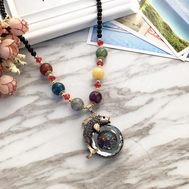 BLINGBAY damski naszyjnik moda retro styl etniczny prosty długi łańcuszek do swetra wszechstronna biżuteria na prezent