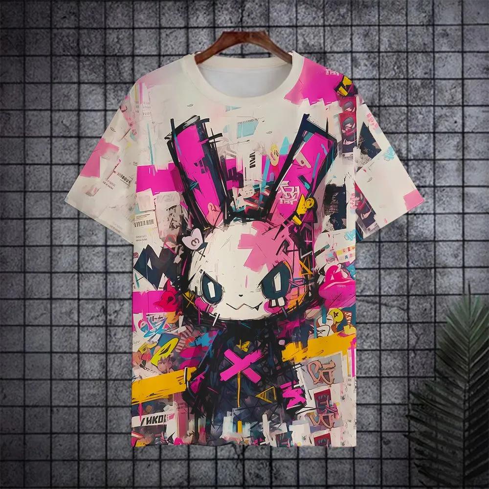 Summer Men's Casual Fashion Creative Casual Daily T-shirt Loose Casual T-shirt 3D Digital Color Printed T-shirt