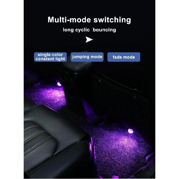 Wireless Adhesive LED Car Interior Ambient Light Remote Control Decor Auto Roof Foot Atmosphere Lamp Bicycle Tail Light