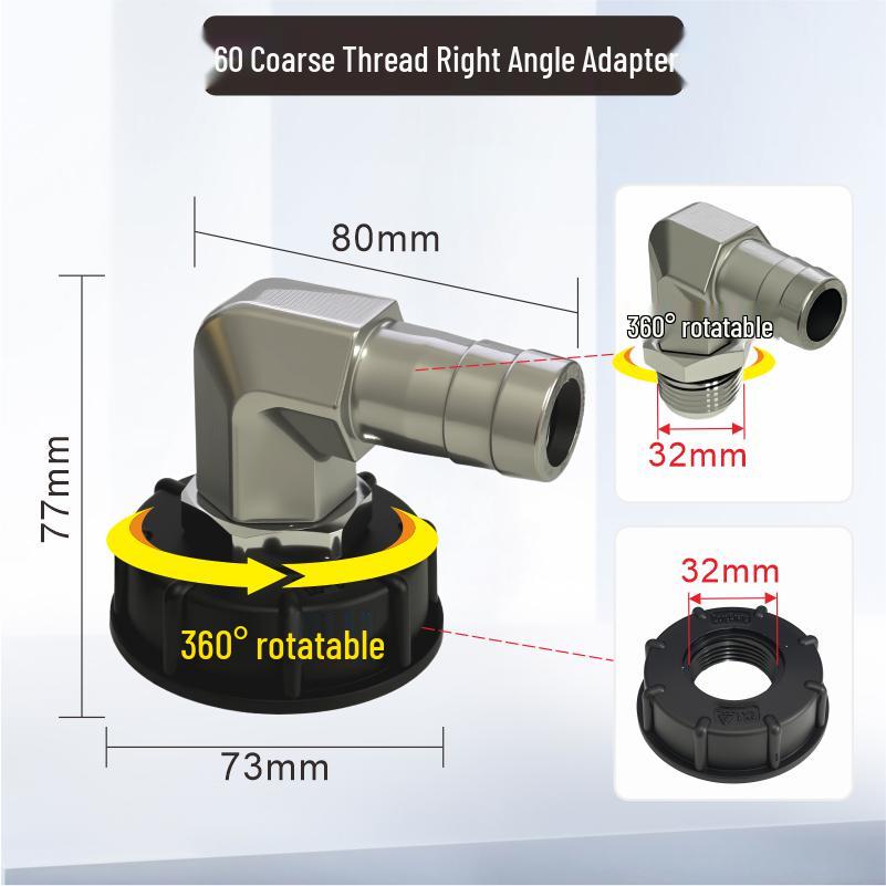 IBC Tote Quick Connector: Aluminum Alloy, Coarse Thread to 1", 1.5", 2" Insert Pipe Connector.