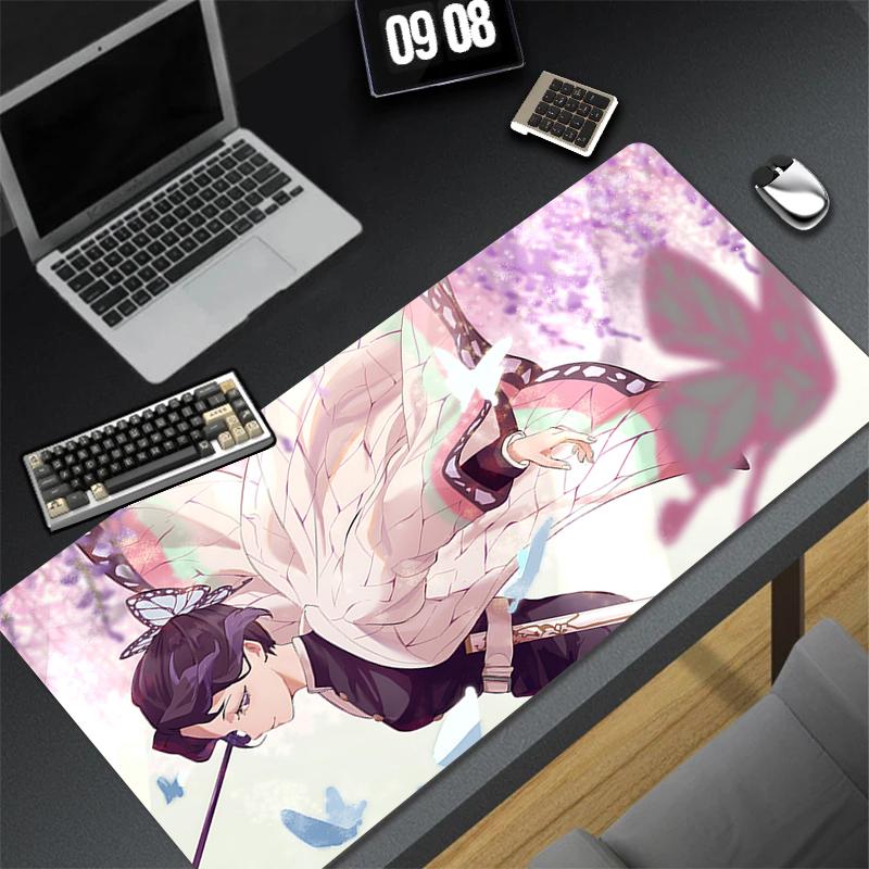 Wisteria Flower Mouse Pad Laptop Purple Anime Girl Keyboard Rug Demon Slayer Kochou Shinobu Mousepad PC Butterfly Gamer Desk