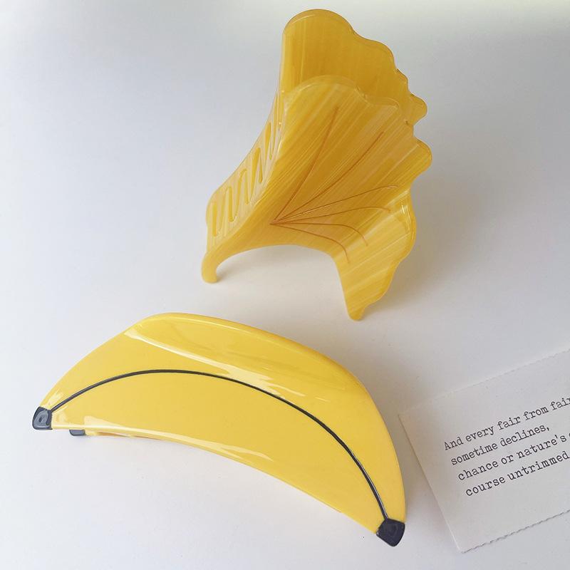 Fun Ginkgo Biloba Banana Poached Egg Hair Clip Headgear Temperament Superior Sense Acetic Acid Shark Clip