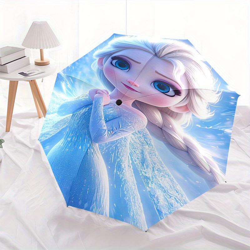 Elsa,Frozen Themed Automatic Opening and Closing Folding Umbrella, Reinforced 8 Ribs, Compact Travel Design, Fashionable Folding Umbrella, V