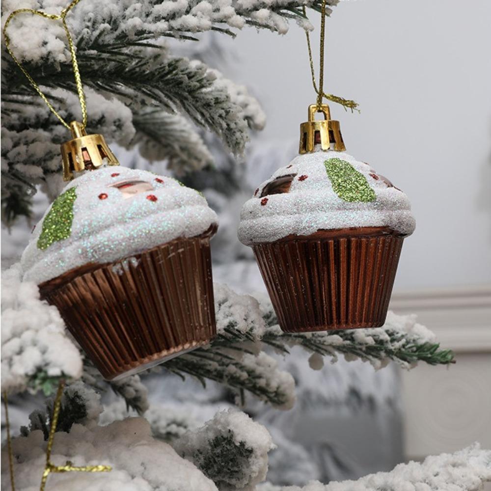 4Pcs/Box Cake Painting Christmas Tree Ornament DIY Crafts Painted New Year Christmas Gifts Boxes Pendant Hanging Ornament