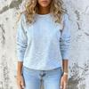 Women's Fashion Solid Color Long Sleeved Round Neck Pullover Casual Sweatshirt Top