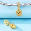 Orstarry S925 Silver Charm Cute Animal Lion Tiger Leopard Pendant Gold-plated For Bracelet DIY Jewelry Making Gift