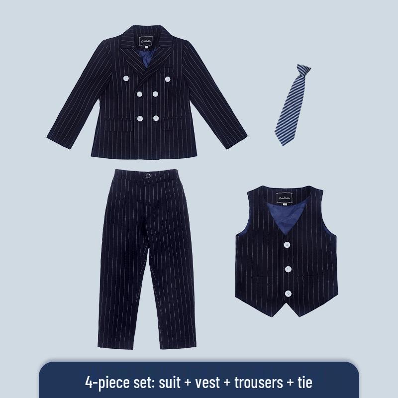 Plus Size Boys' Striped Formal Suit for Kids - Autumn & Winter Collection