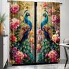 2Pcs Polyester Retro Peacock Floral Printing Window Curtains Birthday Party Decoration Backdrop Drapes for Living Room