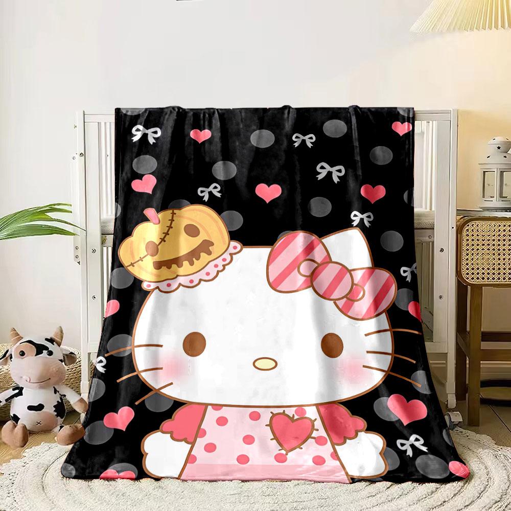

Cute cartoon character with a pumpkin hat, surrounded by hearts and bows. for all seasons blanket lunch break throw gift 80cm x 120cm