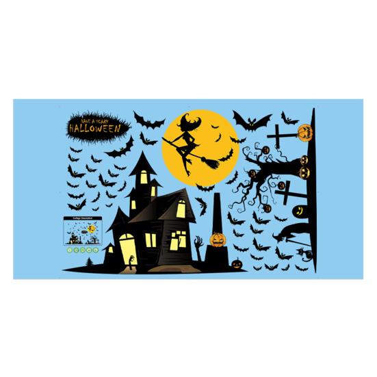 Halloween Window Sticker Pumpkin Bat Wall Sticker Waterproof Self-Adhesive Sticker