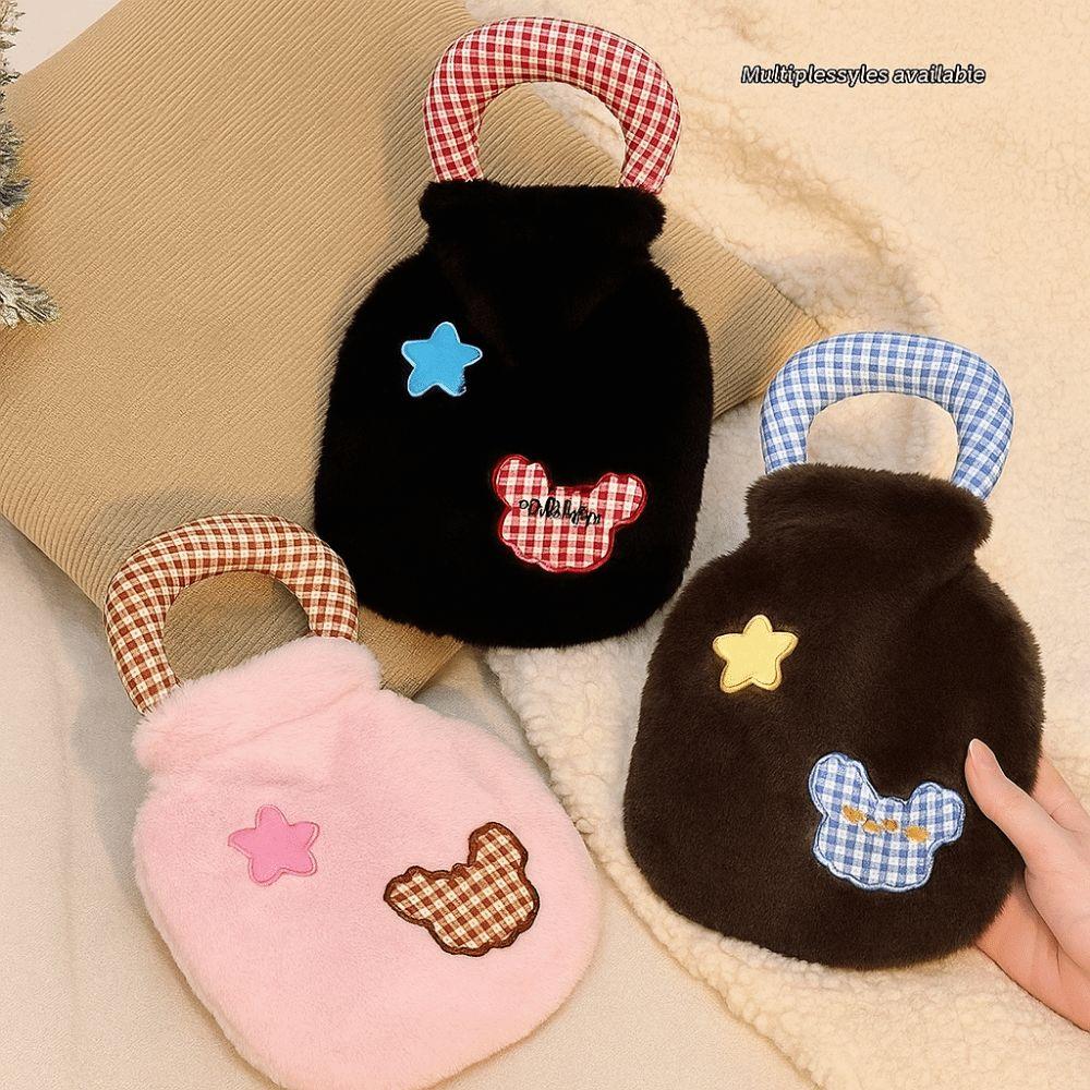 Portable Plush Hot Water Bag Water-filling Instant Hot Cartoon Warm Water Bag 400ml Anti-scalding Hot Water Bottles Winter