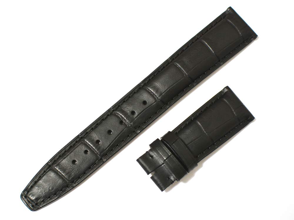 

[Import King Original] Watch Parts Compatible with IWC Portugieser D-Buckle Strap, Embossed Crocodile Leather, Black, 22/18 mm