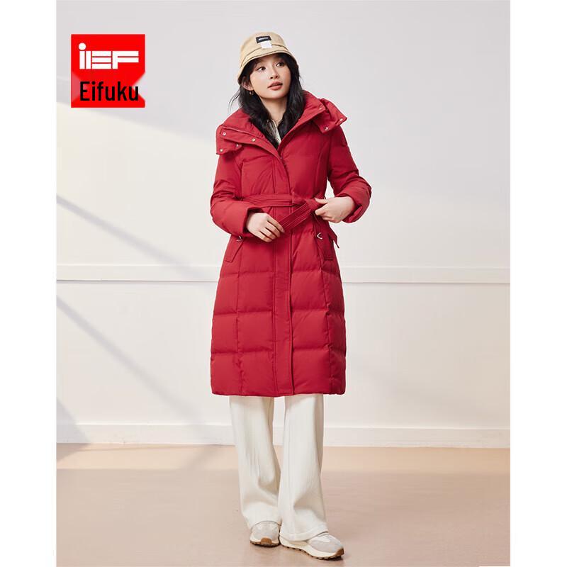 

IEF Women s 2024 Winter Hooded White Duck Down Long Puffer Jacket L
