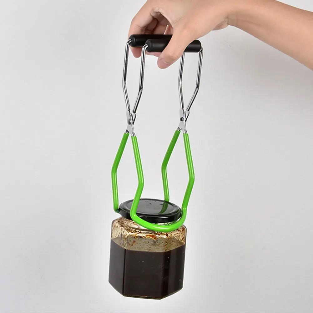 Stainless Steel Canning Jar Lifter with Grip Handle Can Lifter Tongs Jar Clip Heat Resistance Anti-clip Glass Tong for Kitchen