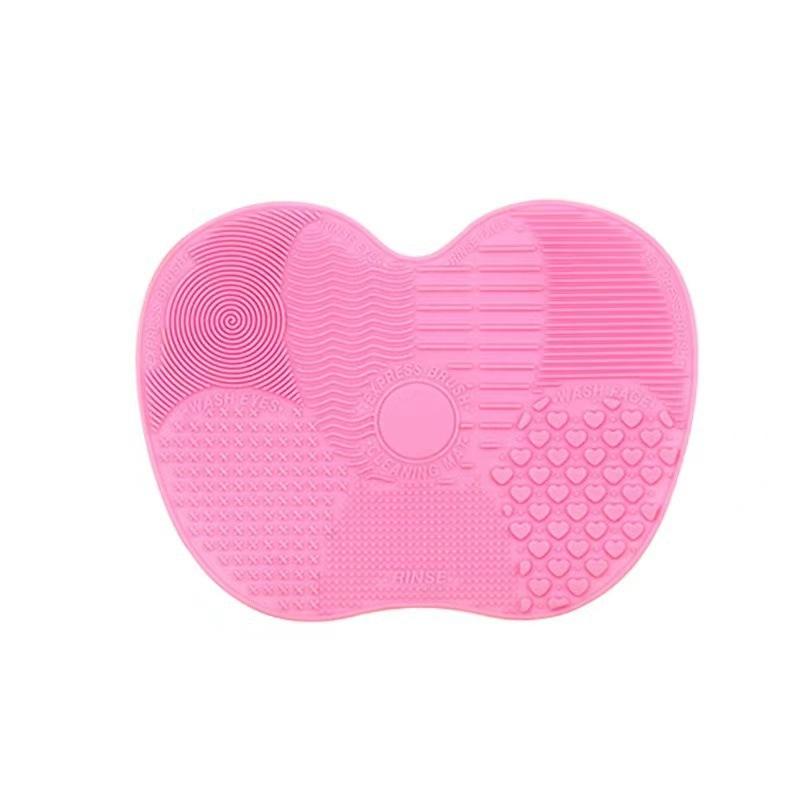 1PC Silicone Apple-Shaped Makeup Brush Cleaner Pad With Suction Cup For Effective Cosmetic Tool Cleaning