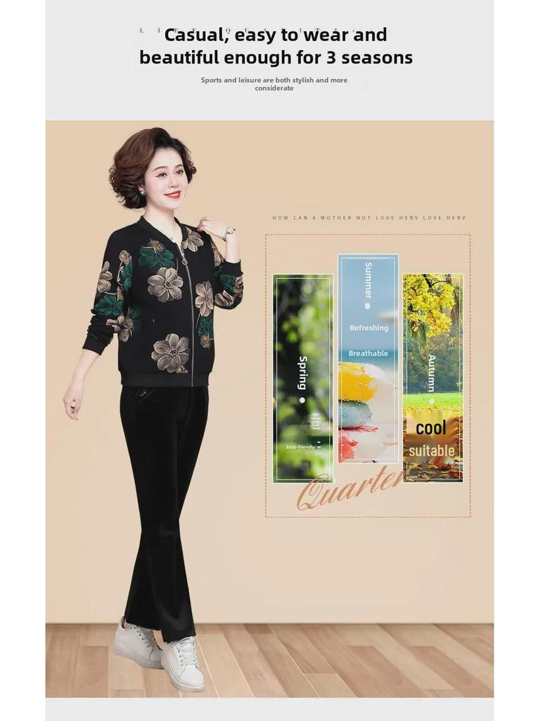 2023 Spring/Summer Loose Chiffon Sun Protection Jacket for Middle-aged and Elderly Women