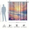 Fantasy Beauty Shower Curtain Set - Beach Waves & Flowers, White Clouds & Sunrise, Polyester Fabric, Modern Bathroom Decor