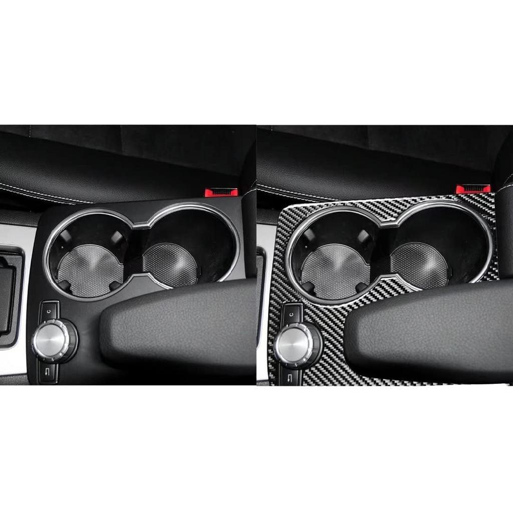 Carbon Fiber Central Console Armrest Water Cup Holder Frame Cover Trim for Mercedes-Benz C-Class W204 C180 C200 C250 Coupe Sport C300 C63 AMG