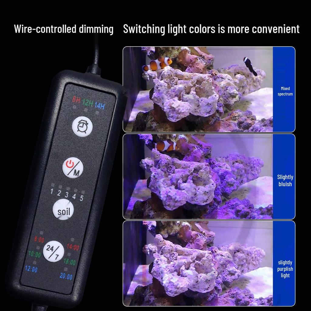 Cross-Border Reef Tank Coral Light: Deep Sea Spectrum, UV for Fluorescence, High-Brightness Lens, Smart Upgrade