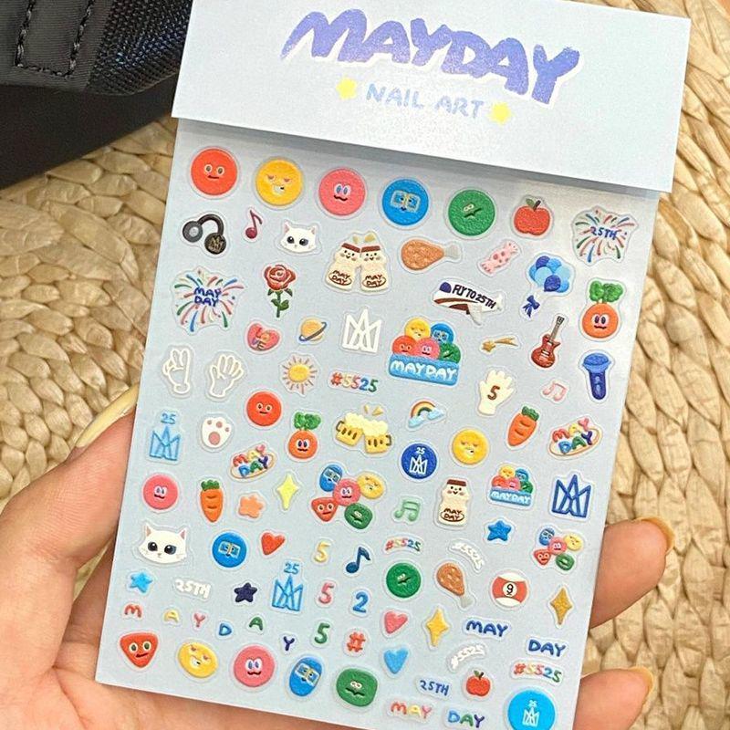 Наклейки для ногтей Mayday Meiyan Милые Мультяшные Рельефные Фейерверки - Маленькие Клейкие Рисунки 1 sheet - upgraded packaging + card